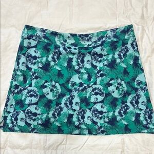 Floral Patterned Skort - Green and Blue-M